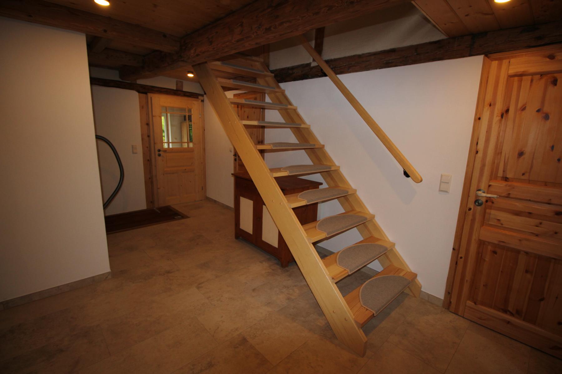 Sichtbares Fachwerk im Obergeschoss